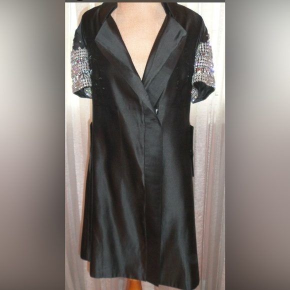 Thomas Wylde runways tuxedo long silk jacket, M - Picture 4 of 15
